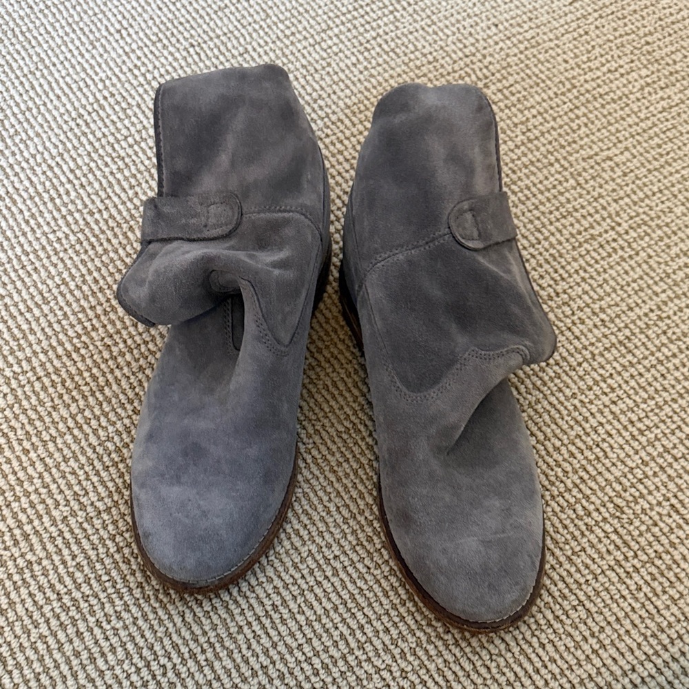 Isabel Marant Women’s Gray Suede Ankle Boots With Inside Wedge Size 36